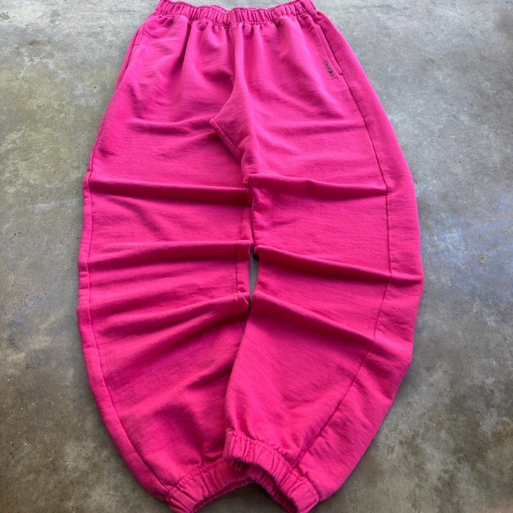 Vintage Y2K Bebe Baggy Sweatpants Baddie Core Hot Pink Medium